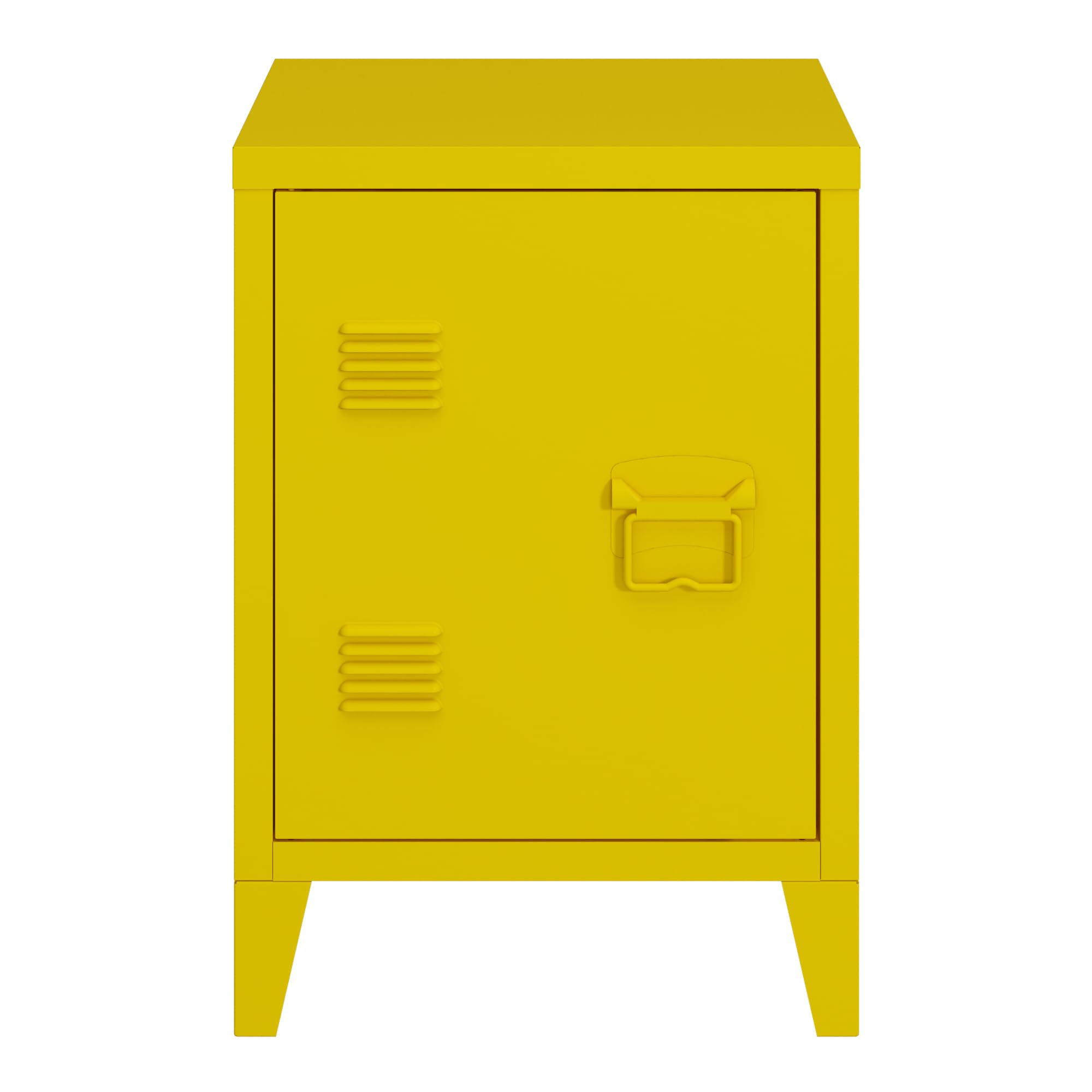 [en.casa] Comodino in Acciaio con Scomparto Chiuso con Anta Maniglia a Destra Tavolino Laterale da Divano Mobiletto Notturno Tavolino Basso da Ingresso 57x40x30 cm Giallo