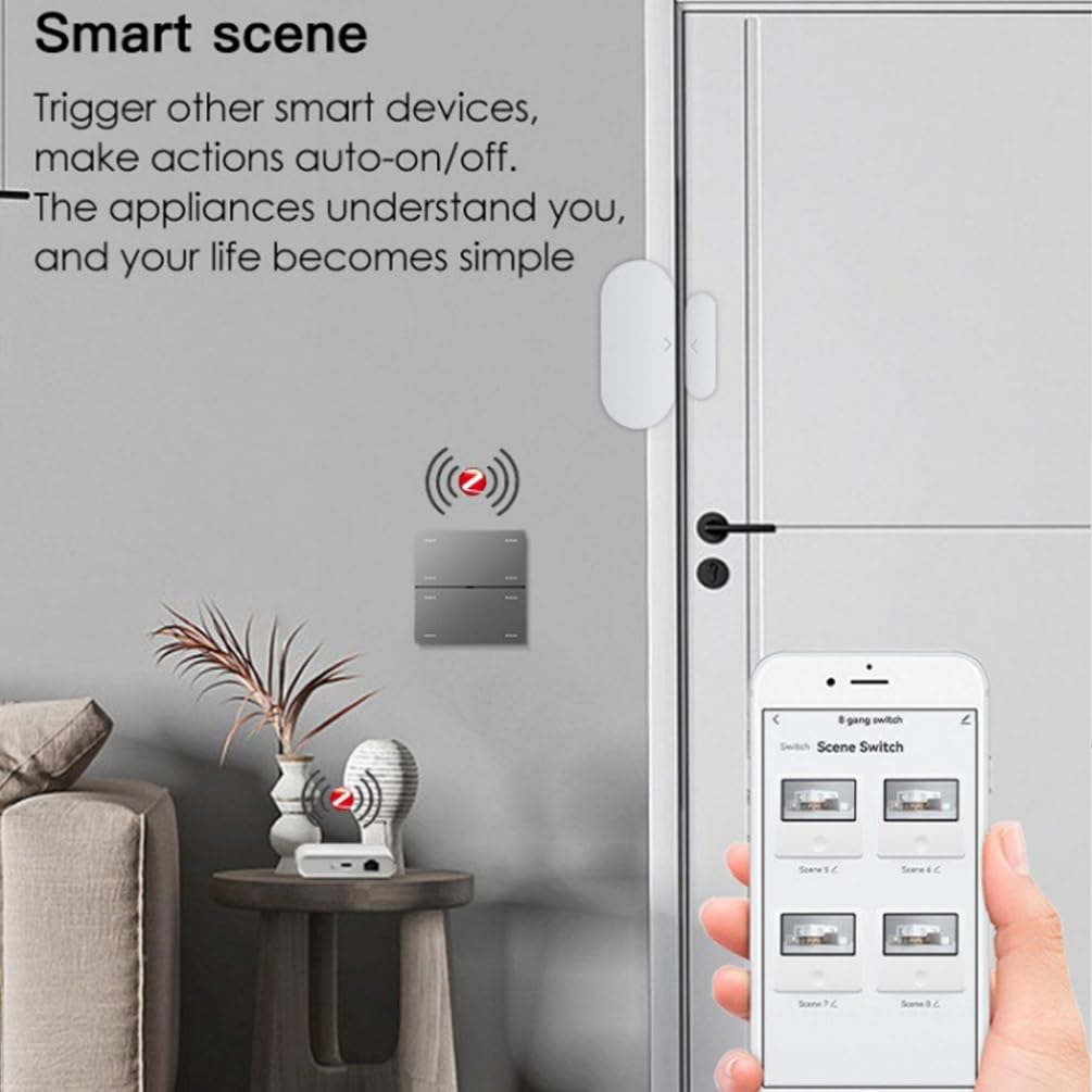 Tuya Zigbee Interruptor Inteligente de 8 teclas Interruptor de Sincronización de 10A Control Inteligente por Voz para el Hogar funciona con Gateway AC110-220V 300W (Black)