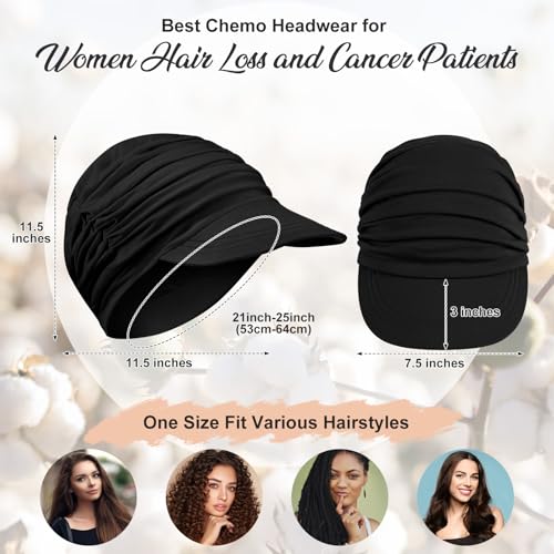 Image of 6 Pcs Chemo Cancer Hat for Women Breathable Bamboo Newsboy Baseball Cap Soft Headwear for Cancer Patient Hair Loss
