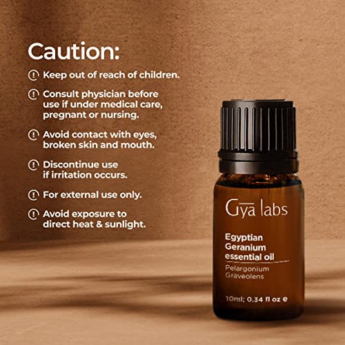 Gya Labs Egyptian Geranium Essential Oil - 100% Natural Aromatherapy Geranium Essential Oil For Skin, Hair, Body Massage & Diffuser (0.34 Fl Oz) #TOP7