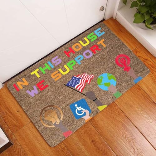 ���փ}�b�g ���̉Ƃł̓M�t�g�f�R���[�V�������T�|�[�g���Ă��܂� 50×80cm doormat In This House We Support Gift Decor