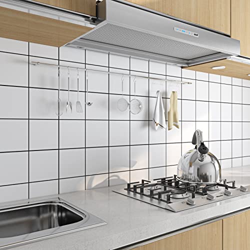 Livelynine Dalle PVC Adhesive Sol Blanc Carrelage Adhesif Mural Salle de Bain 30x30 Revetement de Sol PVC pour Cuisine Lavable Credence Adhesive pour Cuisine Autocollant Mural Cuisine Blanc, 4 Dalles