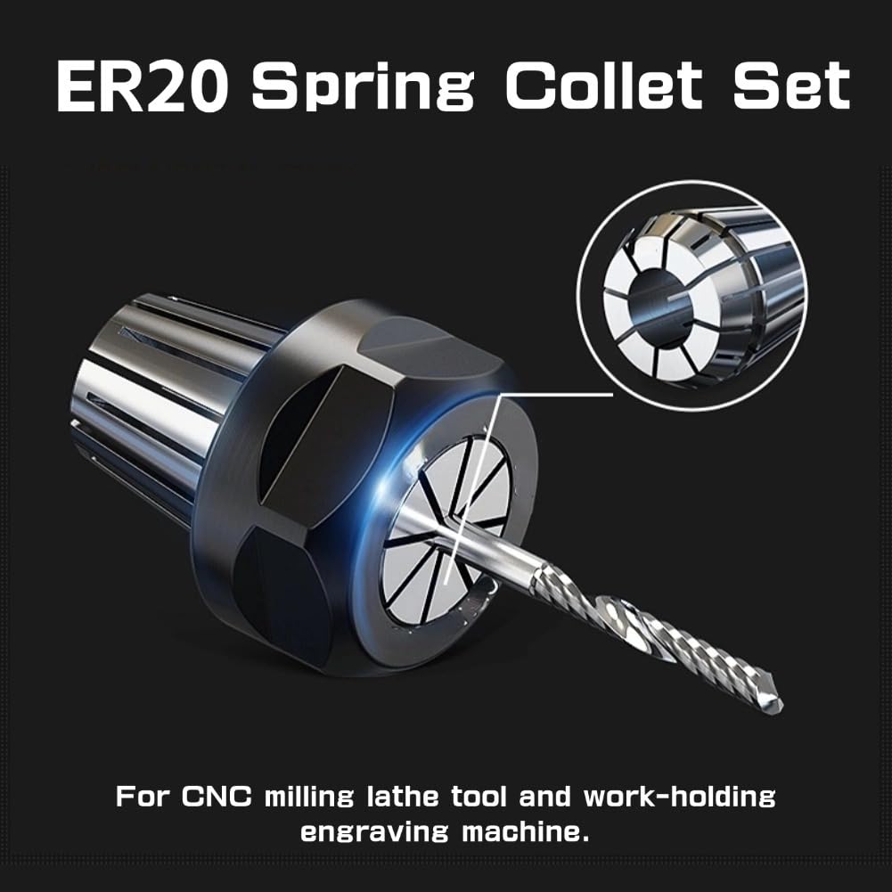 Paquete de 10pcs / set Set de pinza de alta precisión ER20 para máquina de grabado CNC y herramienta de torno de fresado 1/8 "~ 10mm