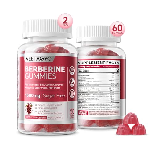 Berberine Supplement 1500mg,Sugar Free Berberine with Ceylon Cinnamon Gummies,Chromium,Turmeric, Fenugreek for Naturally Metabolism Balanced, Berberine HCl from Indian Barberry Extract, 120 Cts