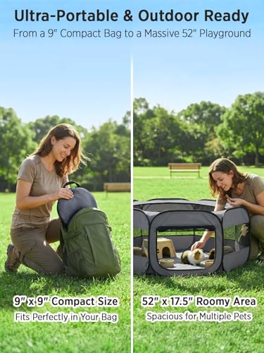 Image of UWE Extra Large Small Animal Playpen, Waterproof Foldable Pet Pen,Dark Grey