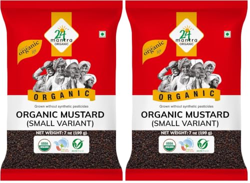 Image of 24 Mantra Organic Mustard Seeds Small /Sarson k beenj /Ava Ginjalu - 100gms | Pack of 2 | Chemical Free & Pesticides Free | Unadulterated | Rich Flavour | Minimally Processed