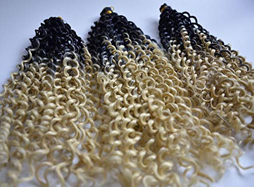 Leyoo 14" Water Wave Crochet Braids (100g/Bundle, 3 Bundles/Box) Deep Curly Crochet Braiding Hair Extension For Female (M 1B/613)