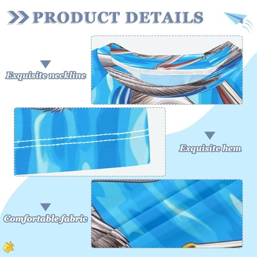 Boys Short Sleeve T-Shirts Pelican Bird Blue Rashguard Kids Swim Shirts Sun UPF 50+3