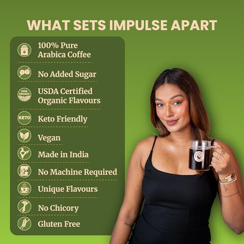 Image of Impulse Coffees Keep Calm With Kaccha Aam Instant Coffee Powder | Raw Mango Flavour, Arabica, Citrusy & Tangy Taste, Hot & Cold Coffee | 50g