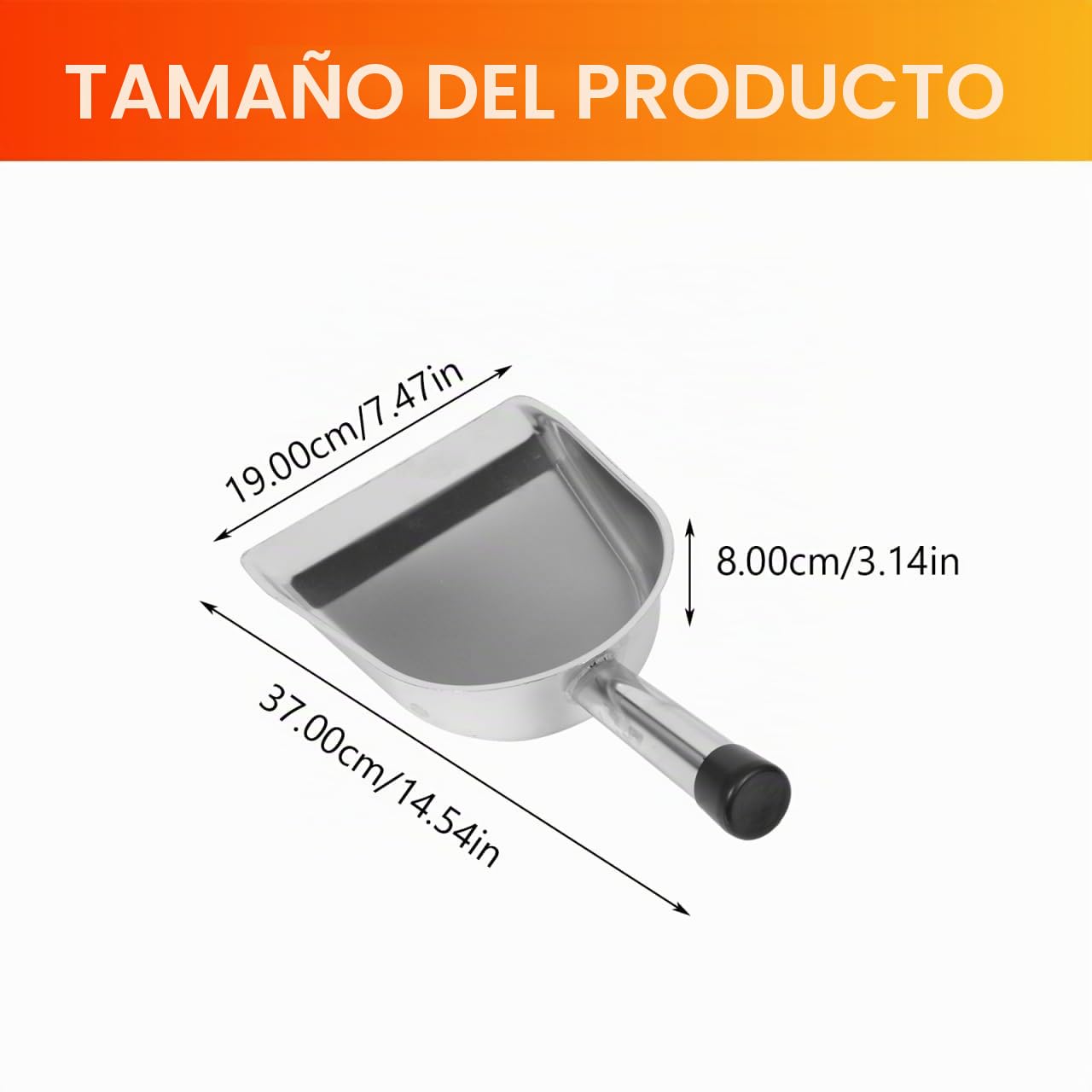 STOBAZA Pala De Mano De Acero Inoxidable 14.56 Pulgadas con Mango Ergonómico para Recoger Polvo Y Basura En Hogar Y Cocina Herramienta De Limpieza Resistente