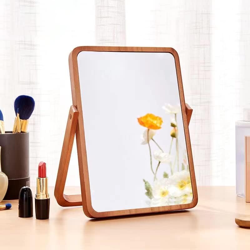 MAKINGTEC Wooden Desk Mirror for Makeup, Table Mirror Vanity with Wood Frame Rectangle Countertop Mirror Farmhouse Bedroom for Living Room, Bathroom Dorm Make Up Mirror for Make up Table