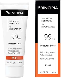 Protetor Solar Facial Principia 20% Mix de Filtros UV + 5% Niacinamida FPS 99 PS-01 com 40ml - Produto 9 mais recomendado com 4 estrelas
