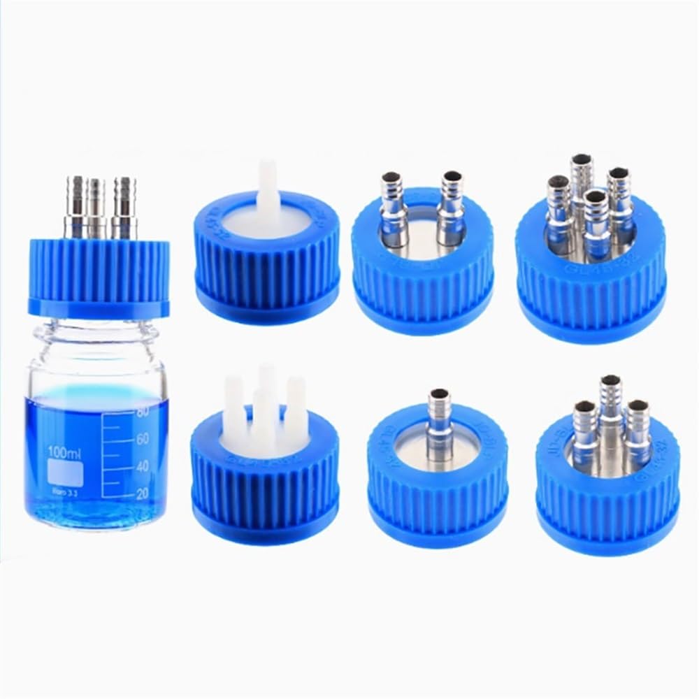 Cristalería de Laboratorio Botella de fase móvil GL45, tapa de acero inoxidable de plástico, tapa de botella de reactivo de dos vías, doble vía, tres vías y cuatro vías.(L)