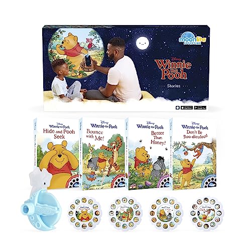 Image of Moonlite Storytime Starter Pack with Smartphone Projector, Picture Disc and Four Stories, Ideal for Bedtime, Storytime, Family Travel and Thoughtful, Disney Winnie The Pooh