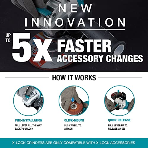 Makita DGA519Z 18 V Li-Ion LXT 125 mm bürstenloser X-Lock-Winkelschleifer – Batterien und...