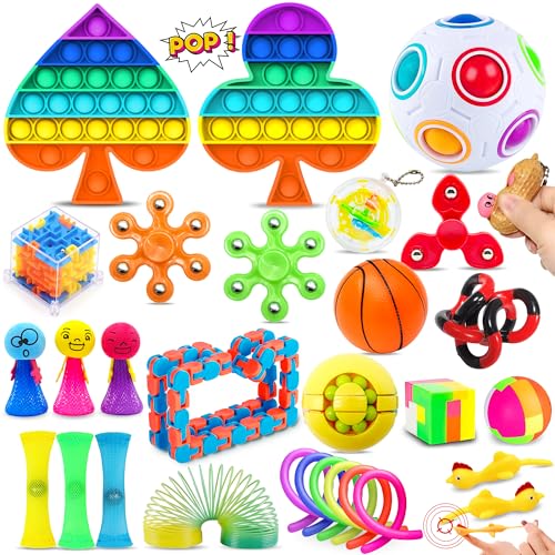Chennyfun Rainbow Fidget Toy Set, 30Pcs...
