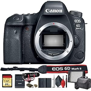 Canon EOS 6D Mark II DSLR Camera (1897C002) W/Bag, Extra Battery, LED Light, Mic, Filters and More – Advanced Bundle (Renewed)