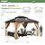 EROMMY 10'x12' Gazebo, Wood Grain Aluminum Frame Canopy with Double Galvanized Steel Hardtop Roof, Outdoor Permanent Metal Pavilion with Curtains and Nettings for Patio, Backyard and Deck