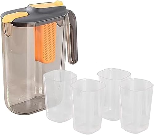 Jarra de agua para puerta de refrigerador con asa sin BPA, jarra grande de plástico hermética para bebidas con tapa abatible, perfecta para hacer