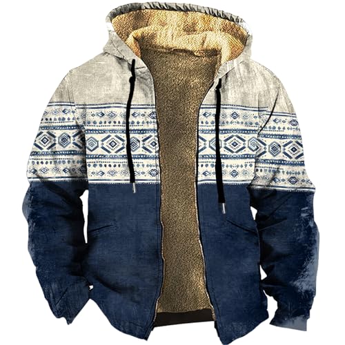 domirica Aztec Jacket Men Western Cowboy Sherpa Fleece Patagonia Corduroy Zip Up Tactical Jacket Winter Hunting Wool Casual Lightweight Big And Tall Hooded Trucker Jacket,Khaki,5XL