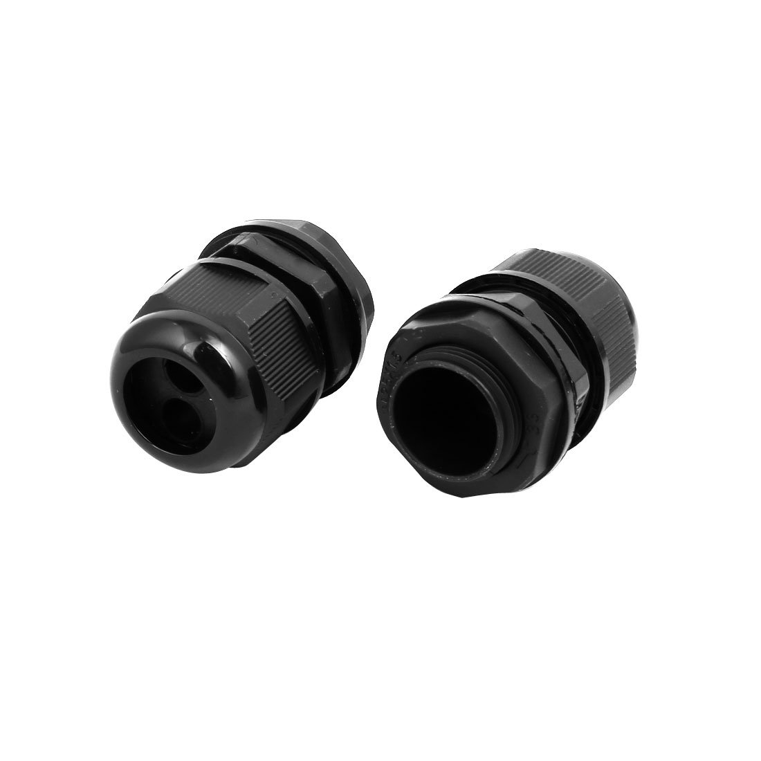 Aexit M25x1.5mm 6.4mm-8.7mm Transmission Adjustable 2 Holes Cable Gland Joint Black 10pcs