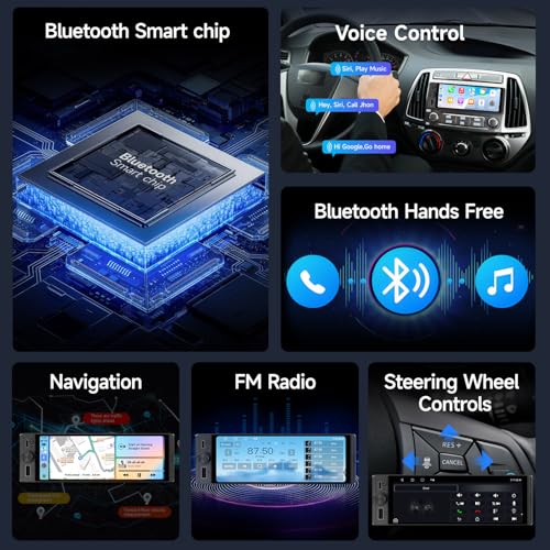 Radio para auto Single Din con pantalla táctil 6.28" miniatura 3