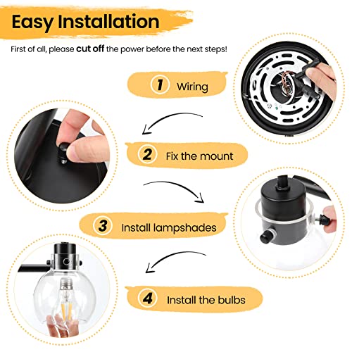 Image of Bathroom Light Fixtures, Black 3 Lights Vanity Light, Farmhouse Wall Sconces with Globe Glass Shade, Porch Wall Mount Lamp for Mirror, Kitchen, Porch Living Room Workshop (E26 Base)
