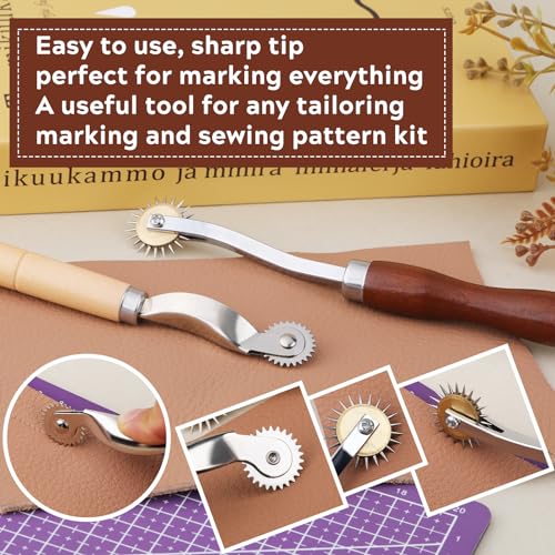 Jnenery 86-A200 2Pcs Tracing Wheel,Professional Stitch Marking Spacer,Wood And Stainless Steel Pounce Wheel,Pounce Wheel thumb #3