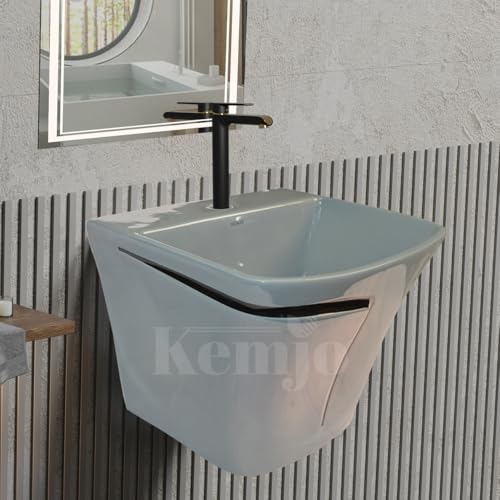 Image of Wall Mounted Wash Basin for Bathroom | Wall Hung Wash Basin /Sink (15.35 x 16.14 x 13 Inch, SFKOP - 209)