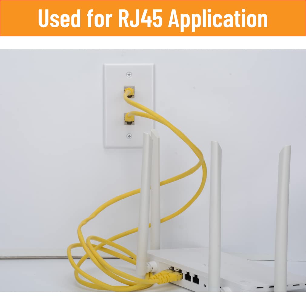Lot de 2 plaques murales RJ45 à 2 ports, simple interrupteur Cat7 avec coupleur Ethernet Cat7 blindé en métal, support de montage basse tension pour câbles réseau (blanc, lot de 2)