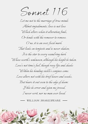 William Shakespeare Sonnet 116 - Stampa romantica con poesia, regalo di fidanzamento, matrimonio e anniversario, formato A4