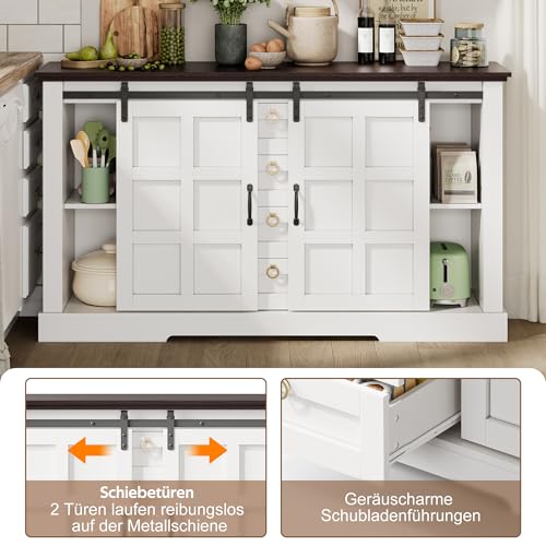 Cómoda blanca HAINEW HD26063003 de 2 puertas correderas y 4 cajones para dormitorio 5