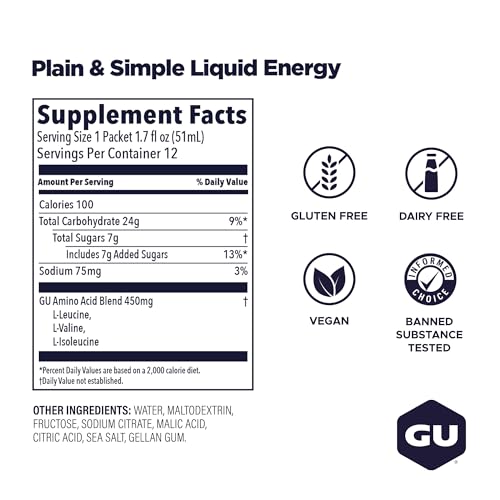 Image of GU Energy, Liquid Energy, Plain and Simple - 12 Count