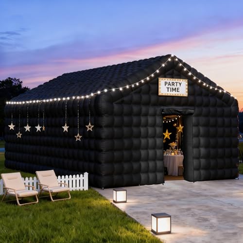 CZGBRO Large Inflatable Nightclub, 20X16.5X14.1FT Black Disco Cube Gazebo Event House Portable Inflatable Party Tent for Birthday, Wedding, School Events, Backyard Party, Rental Business