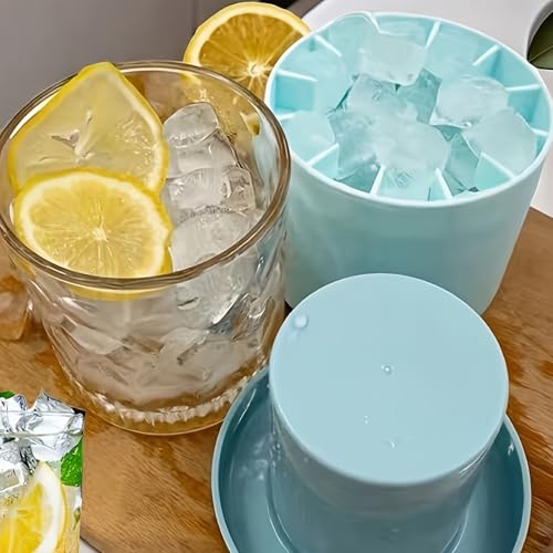 Molde cilíndrico de silicona para cubitos de hielo azul 4 piezas miniatura 4