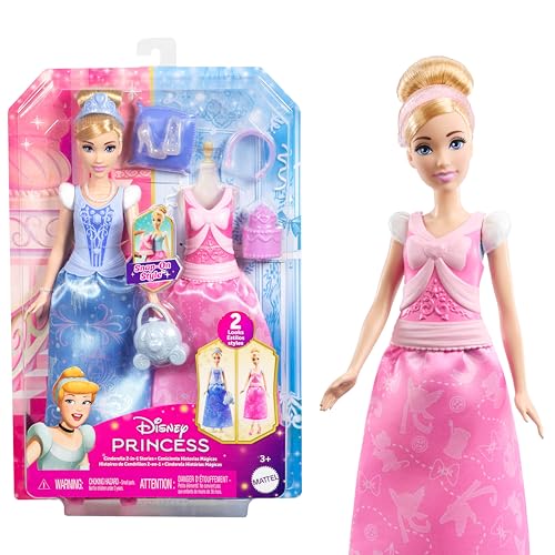 Mattel Disney Princess Cinderella Modepuppe mit 2 Looks – Ansicht 1