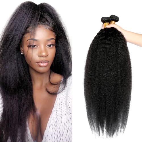 Extensiones de cabello humano Yaki liso natural de 45 cm sin enredos