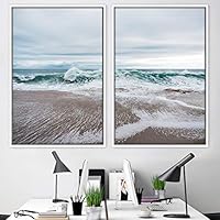 2 Piece Framed Canvas Wall Art Coastal Beach Canvas Prints Home Artwork Decoration for Living Room,Bedroom - 16