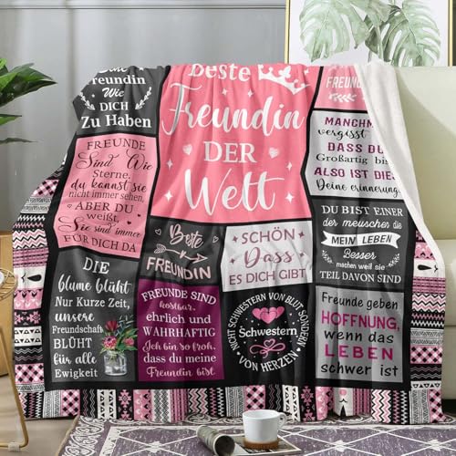 YESTUTI Beste Freundin Geschenke, Geschenk Beste Freundin Geburtstag, Bestie Freundschaft Geschenke, Freundinnen Geschenkideen Geschenk, Geburtstagsgeschenk für Frauen Frau, Decke 150x130CM