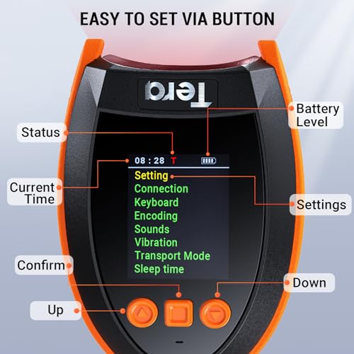 Image of Tera Barcode Scanner Wireless 2D with Stand: Pro Version Digital Setting Screen Keypad Works with Bluetooth 2.4G Wireless USB Wired Extra Fast Scanning Speed Handheld Bar Code Reader HW0009-Z