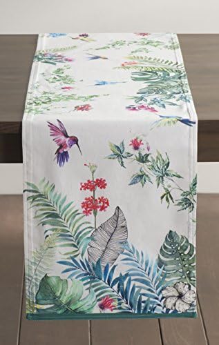 Maison d' Hermine Table Runner 100% Cotton 37cm x 180cm Decorative Washable Tablerunner Easter Table cloth for Dining, Kitchen, Parties & Camping, Tropiques - Spring/Summer