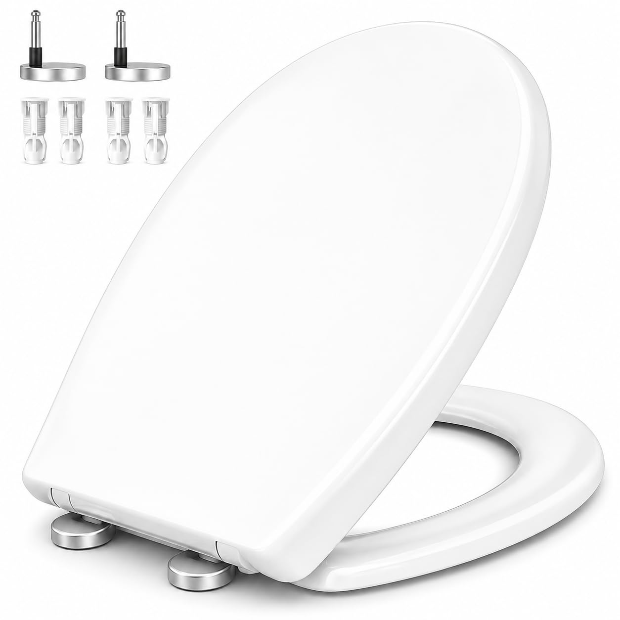 Zuvo Soft Close Toilet Seat White – Quick Release, Oval O Shape, Slow Close, Adjustable Hinges, Heavy Duty – Standard UK Toilet Seat, Fits Most UK Toilets