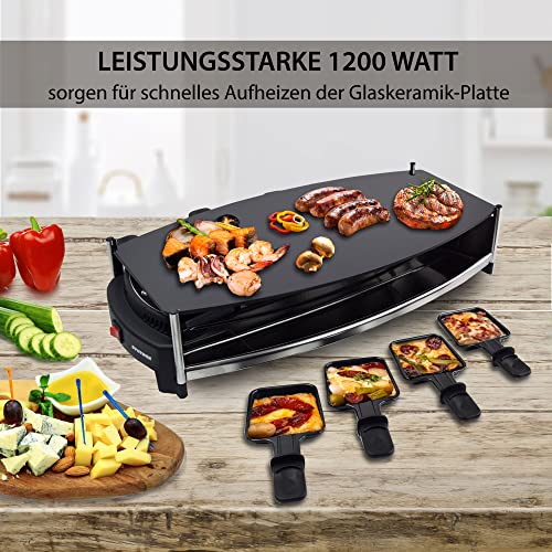 Syntrox Germany Raclette mit Glas-Keramik Grillplatte Design Glas für 8 Personen RAC-1000W-Wallis – Bild 3