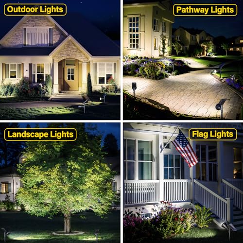 ROSHWEY Solar Outdoor Lights, Waterproof Solar Yard Lights 600LM Spot Light Outdoor for Tree Pathway Walkway Driveway Patio (Cool White, 4Pack) — view 3