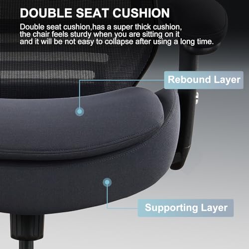 Image of 400lbs Wide Mid-Back Office Drafting Chair with Extra Seat Cushion for High Standing Desk with Lumbar Support and Enlarged Adjustable Footring(Gray)