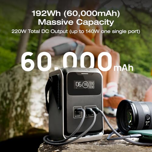 Image of EF ECOFLOW TRAIL 200 DC Portable Power Station, 192Wh LiFePO4 Battery, Solar Generator, 220W DC Output, Compact Power Bank for Camping, Travel, Outdoors, and Emergency Use (No AC Outlet Included)