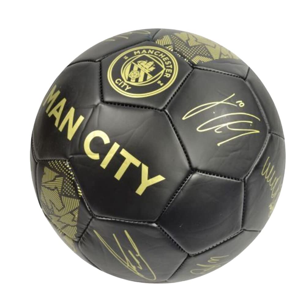 Manchester City FC Man City Phantom Signature Ball, Schwarz, Gold, Größe 5, für Erwachsene, Unisex, Mehrfarbig (Mehrfarbig)