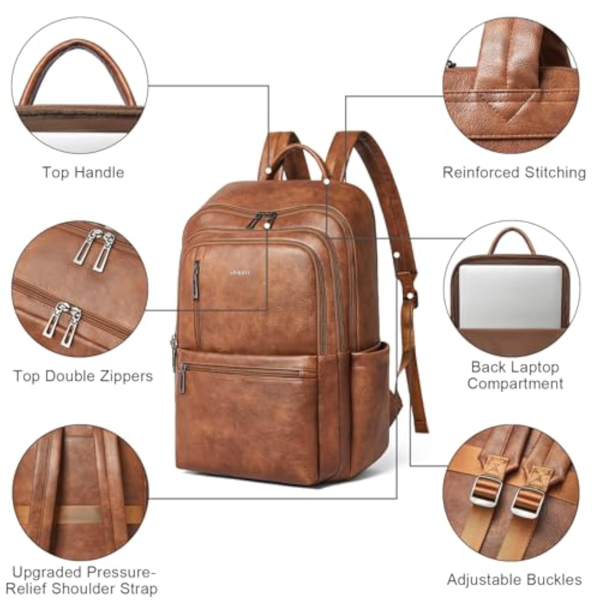 Leather 17 inch Laptop Backpack for Women