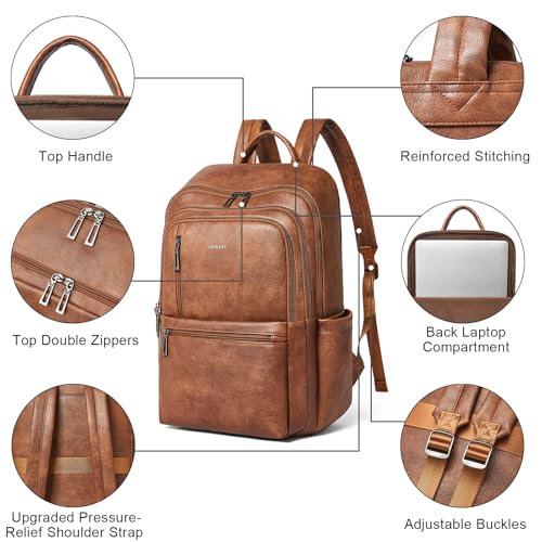 Mochila para laptop de cuero sintético 17 pulgadas para mujer miniatura 6