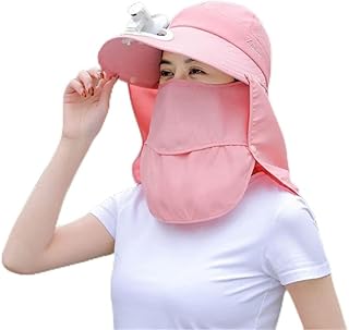Sombreros de ala ancha con cubierta de cuello para pesca al aire libre, color rosa 56-58 cm